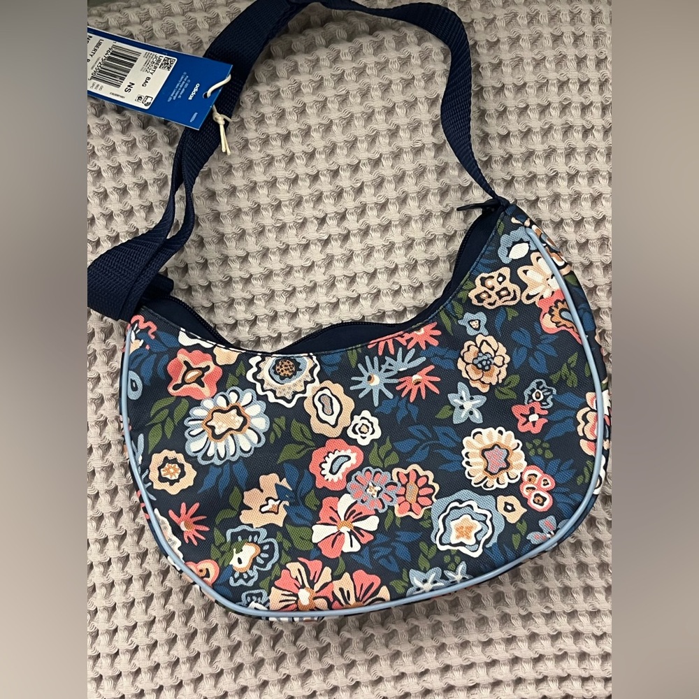 ADIDAS-Liberty of London Navy Floral Half-Moon Crossbody Bag - Picture 2 of 6